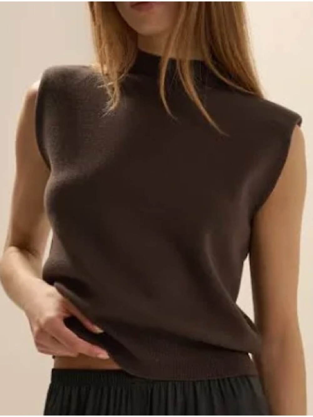 NWT Favorite Daughter Whitney Sleeveless Mock Neck Sweater - Chocolate Brown